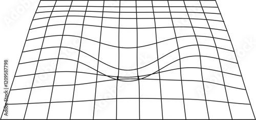 3D wireframe grid with concave dip
