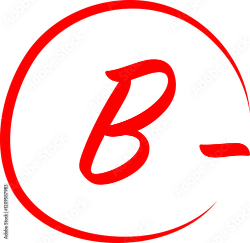 Red B- grade icon with a circle