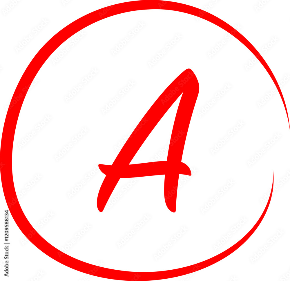 Obraz premium Red A grade icon with a circle
