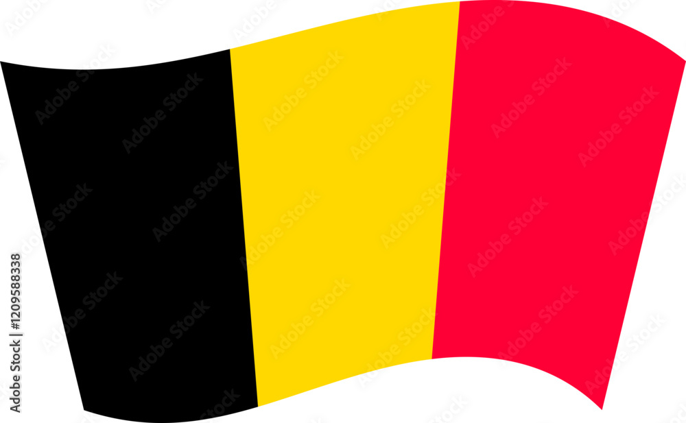 Fototapeta premium Waving Belgian Flag with Vertical Stripes