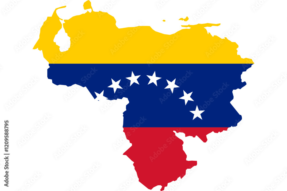 Venezuela Map with Flag Colors Overlay Venezuela Map with Flag Colors Overlay