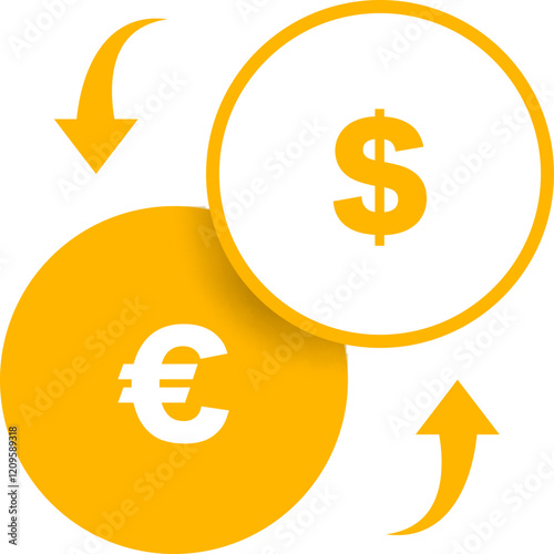 Currency Exchange Icon: Euro to Dollar in Yellow