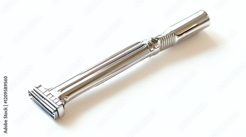 Silver razor on white isolated background for shaving. Silver razor on white isolated background for shaving.