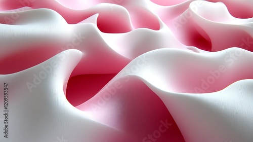 Abstract pink and white wavy texture.
