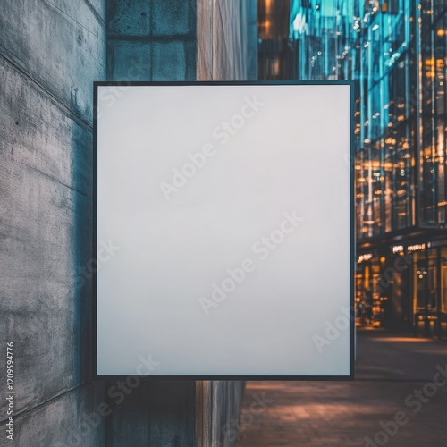 Minimalist Urban Street Poster Mockup on Concrete Wall with Modern City Background