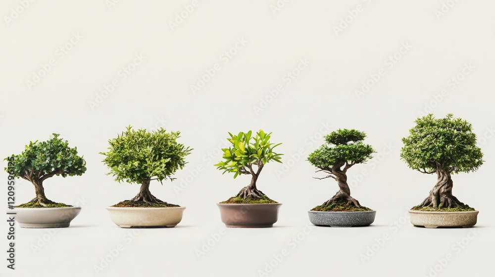 Isolated Bonsai Tree on Light Gray Background - Perfect for Desk Decoration Isolated Bonsai Tree on Light Gray Background - Perfect for Desk Decoration