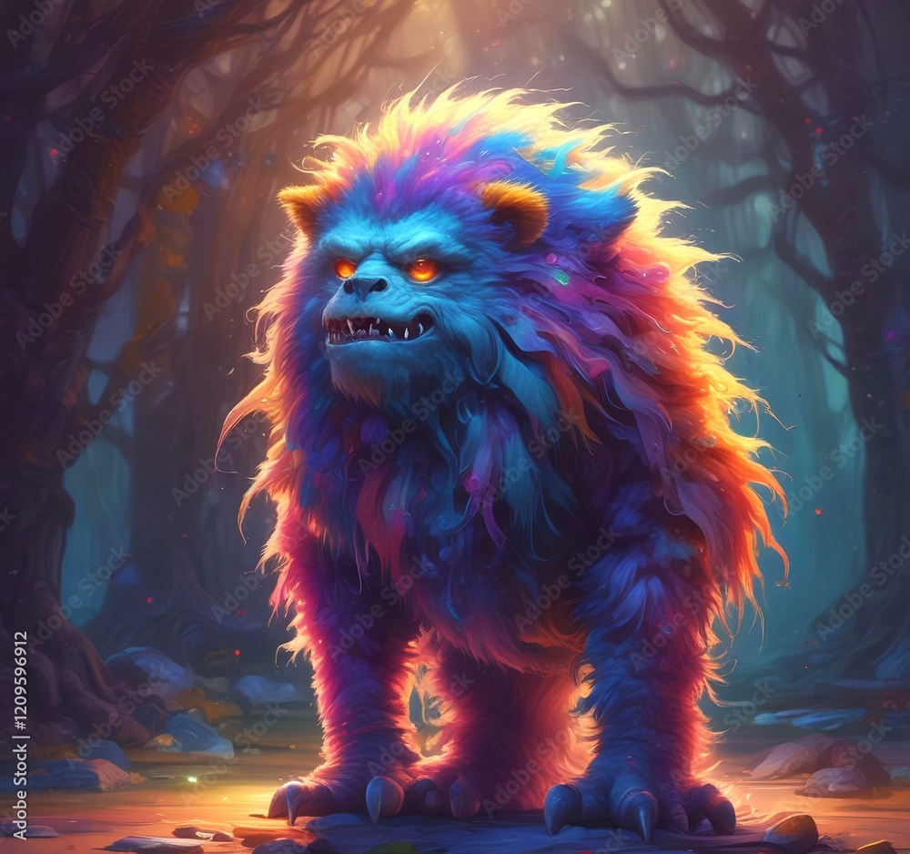 Illustration of fluffy and cute small monster. Illustration of fluffy and cute small monster.