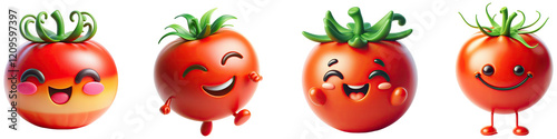 Happy tomato cartoon characters PNG
