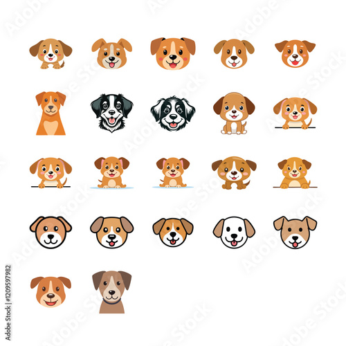 Adorable Dog and Puppy Vector Illustration Set photo