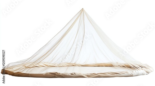 Elegant mosquito net canopy isolated on a white background.