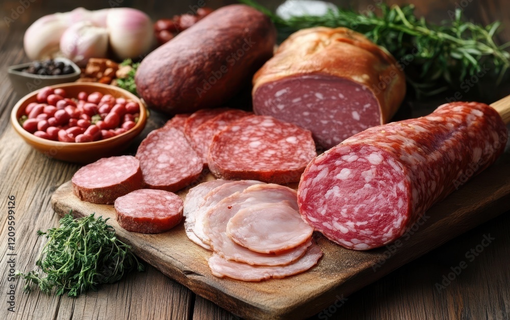 A detailed close-up of a wooden cutting board showcasing fresh meat and vibrant vegetables, highlighting culinary preparation and ingredients. A detailed close-up of a wooden cutting board showcasing fresh meat and vibrant vegetables, highlighting culinary preparation and ingredients.