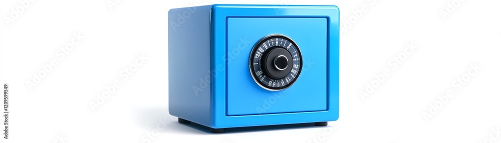 Blue safe box with a numeric lock, isolated on a white background. Blue safe box with a numeric lock, isolated on a white background.