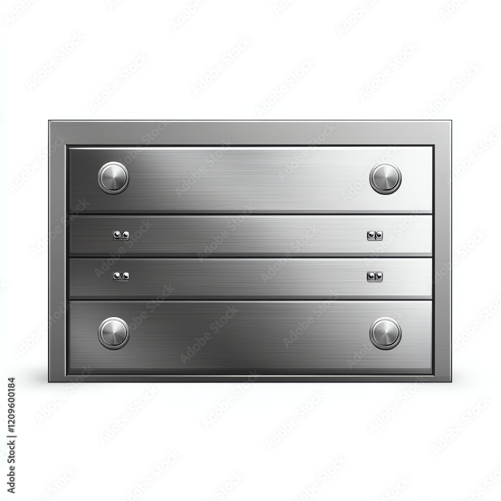 Metallic drawer unit with three drawers, isolated on a white background. Metallic drawer unit with three drawers, isolated on a white background.
