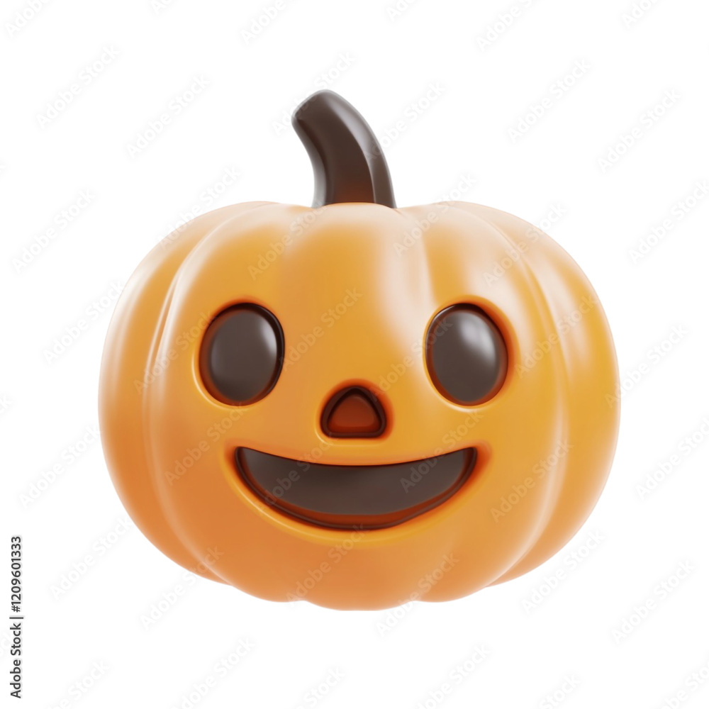 Fototapeta premium Happy Halloween Pumpkin 3D Render Smiling Jack OLantern Festive