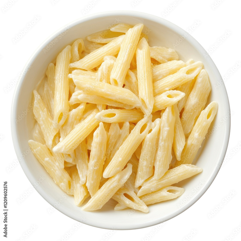 Creamy Pasta Dish White Background on transparent background.