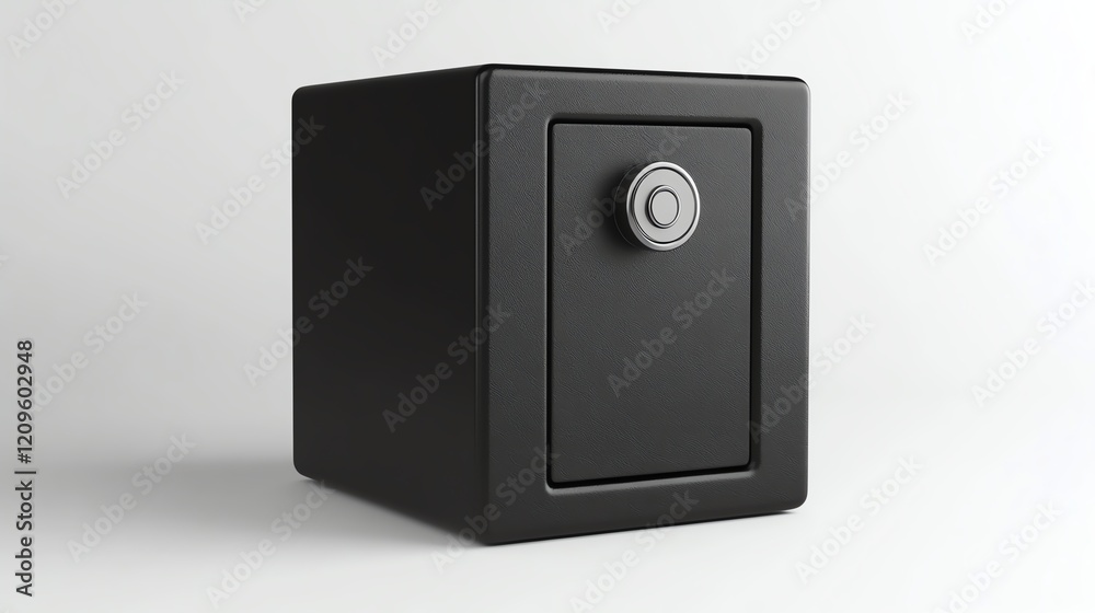 Black safe with a round lock, isolated on a white background. Black safe with a round lock, isolated on a white background.
