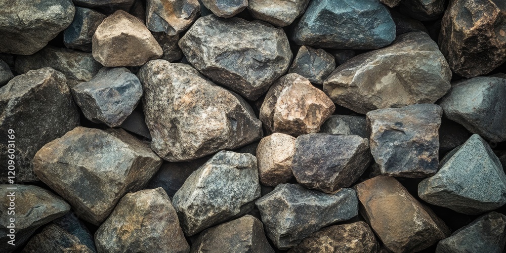 Textured stone background featuring a mix of gray and brown rocks tightly packed in an irregular pattern, ideal for creative projects and designs. Textured stone background featuring a mix of gray and brown rocks tightly packed in an irregular pattern, ideal for creative projects and designs.