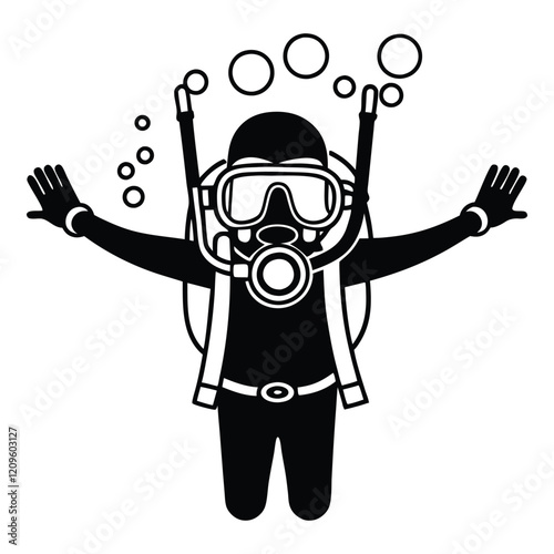 Ocean Diving Silhouette Clipart Design

