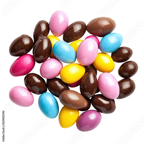 Easter Chocolate Eggs Still Life on transparent background. photo