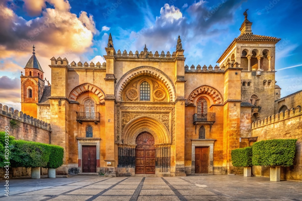 Fototapeta premium Cordoba Mosque-Cathedral Gate: Majestic Entrance, Andalusian Architecture, Spain