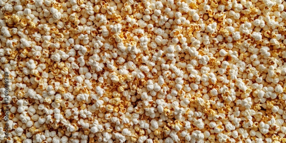 Textured backdrop of popcorn kernels in varying shades of yellow and white spread evenly across the image creating a vibrant, appetizing surface. Textured backdrop of popcorn kernels in varying shades of yellow and white spread evenly across the image creating a vibrant, appetizing surface.
