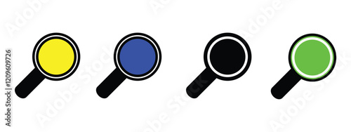 search icon Vector Illustration, Zoom symbol, zoom lens sign, scan search symbol, magnifying glass set, vector illustration.