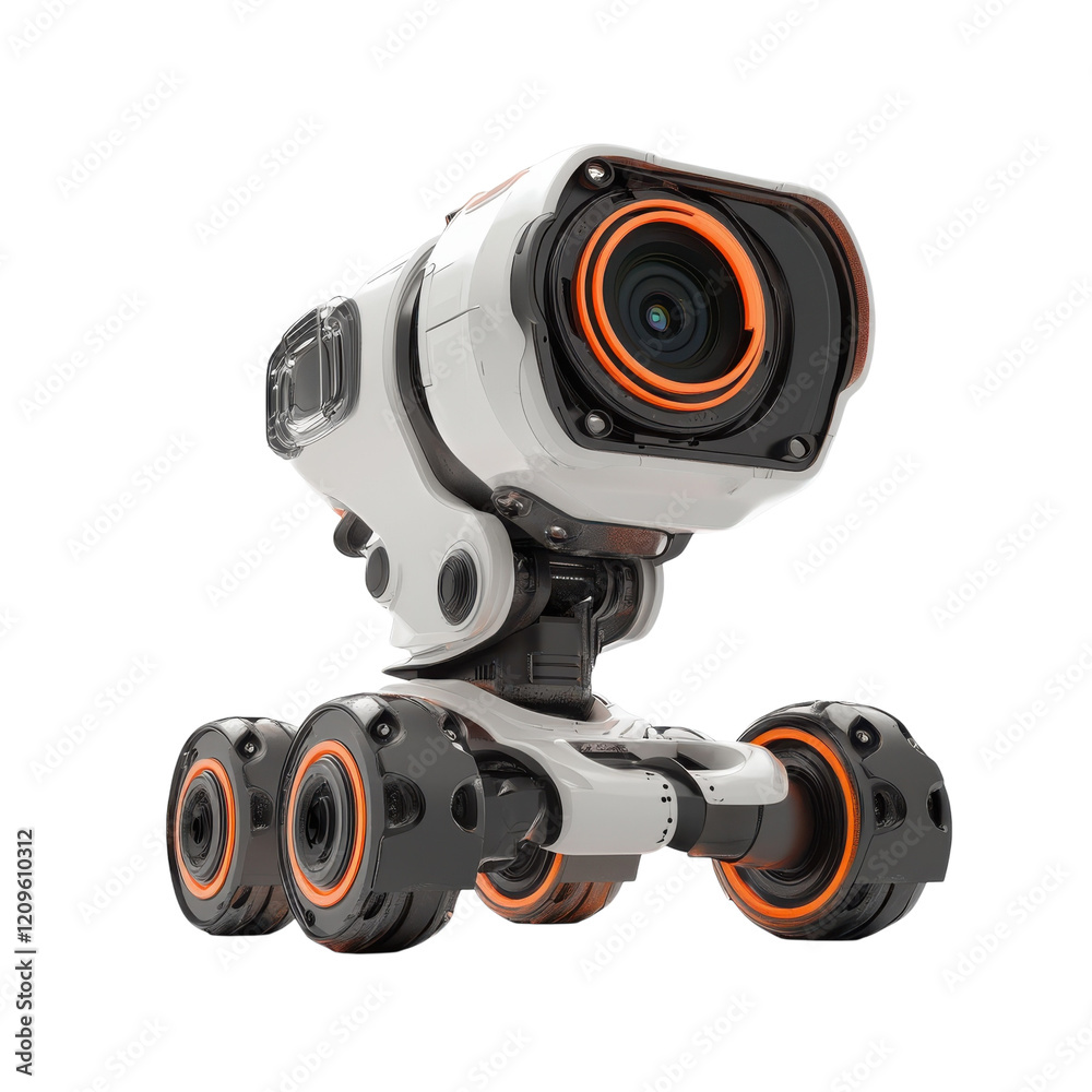 Robotic Camera on Wheels on transparent background. Robotic Camera on Wheels on transparent background.