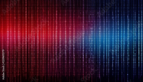 Generated imageMathematical series, matrix texture background in shades of blue and red