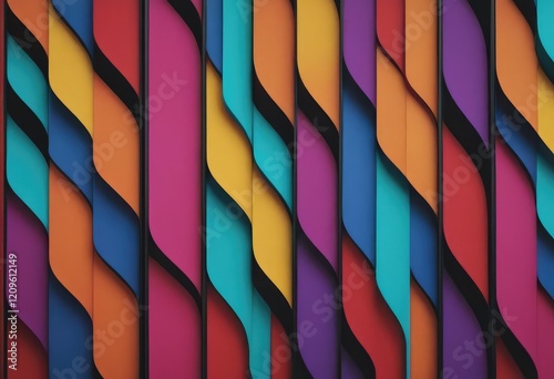 A vibrant row of colorful stripes beautifully displayed on a black background