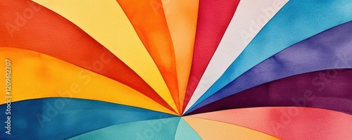 Starburst watercolor concept. Vibrant color spectrum display, showcasing diverse hues and shades in a dynamic layout.