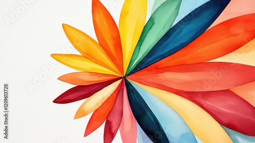 Starburst watercolor concept. Vibrant watercolor petals arranged in a beautiful flower-like design with multiple colors.
