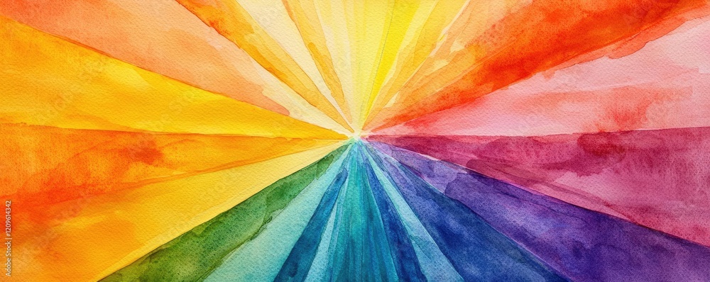 Obraz premium Starburst watercolor concept. Colorful watercolor background with vibrant rays radiating outward, ideal for design.