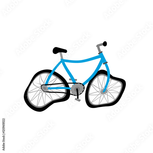 Broken bike: dented wheels and uneven bike frame