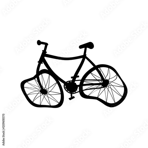Broken bike: dented wheels and uneven bike frame