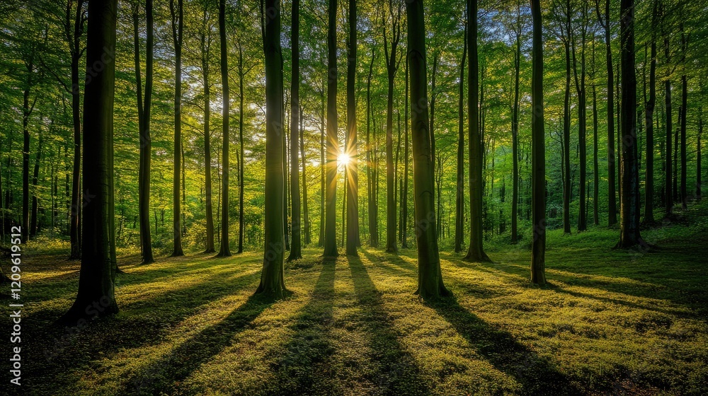 Fototapeta premium Verdant forests in peaceful ambiance