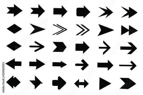 Set arrow icon. Collection different arrows sign of the right, left, up, down direction. Black vector abstract elements isolated on white background