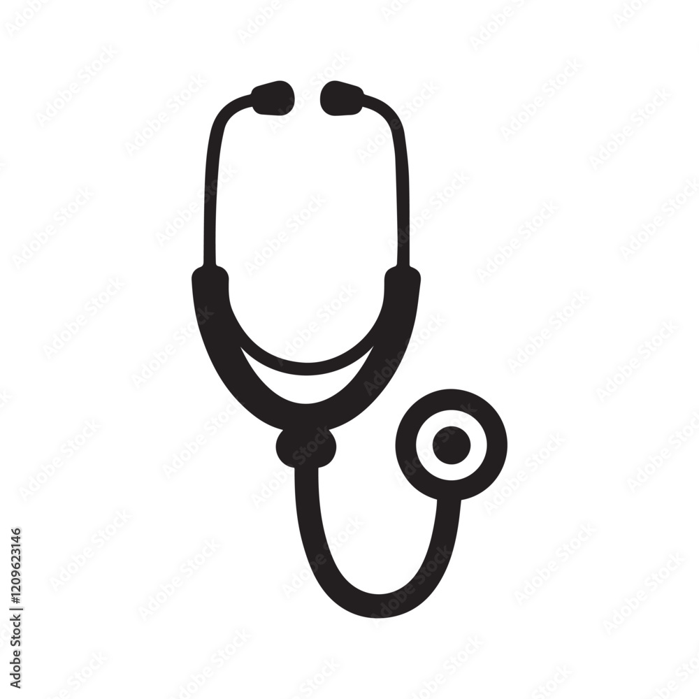Stethoscope small icon silhouette vector illustration Stethoscope small icon silhouette vector illustration