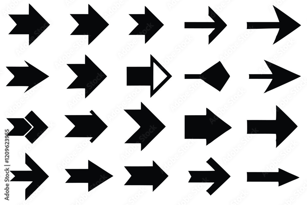 set of Different Right arrow icon white background set of Different Right arrow icon white background
