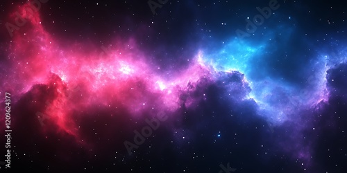 Cosmic Nebula Red and Blue Gaseous Clouds.