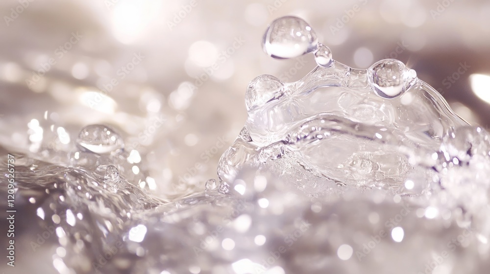Close-up of water droplets and ripples on a liquid surface. Close-up of water droplets and ripples on a liquid surface.