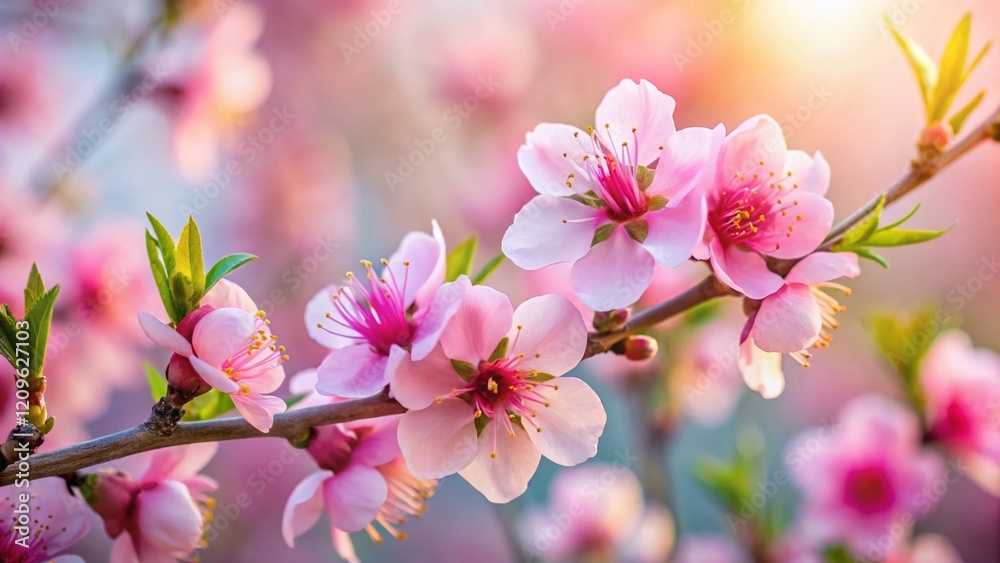 Fototapeta premium Delicate Peach Blossoms in Spring - Copy Space for Text