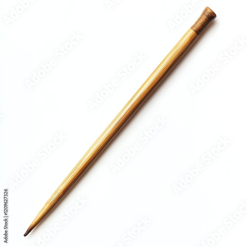 Wooden knitting needle on a white isolated background