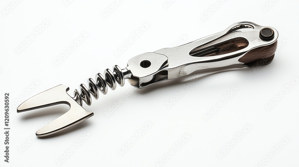 Stylish corkscrew on a white isolated background, perfect for wine lovers. Stylish corkscrew on a white isolated background, perfect for wine lovers.
