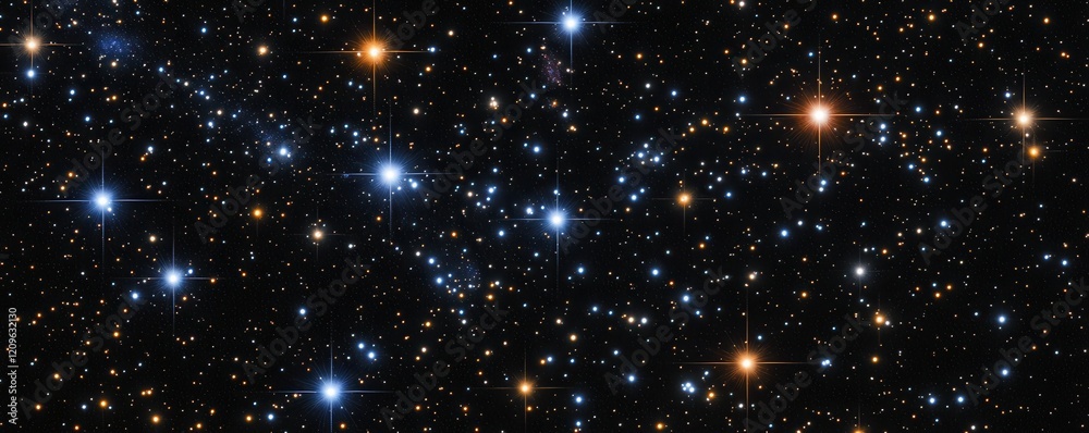 Fototapeta premium A panoramic view of a starlit night sky, with countless stars twinkling and the Milky Way stretching across the heavens.