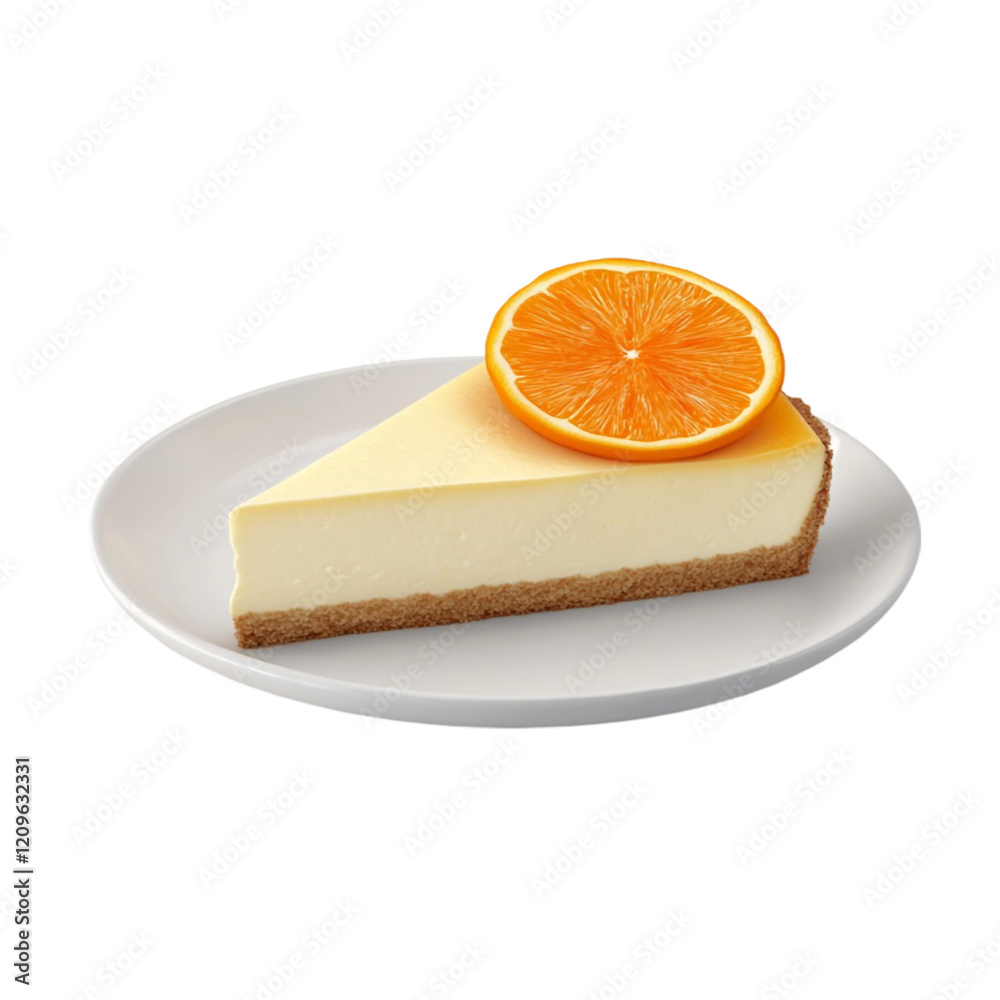 Delicious Cheesecake Slice Topped with Orange Delicious Cheesecake Slice Topped with Orange