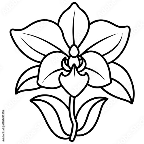 Orchid Oasis line art art vector