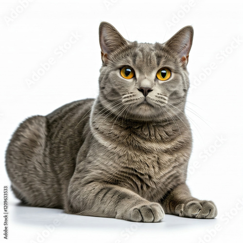 Kartäuser Katze auf weißem Hintergrund 