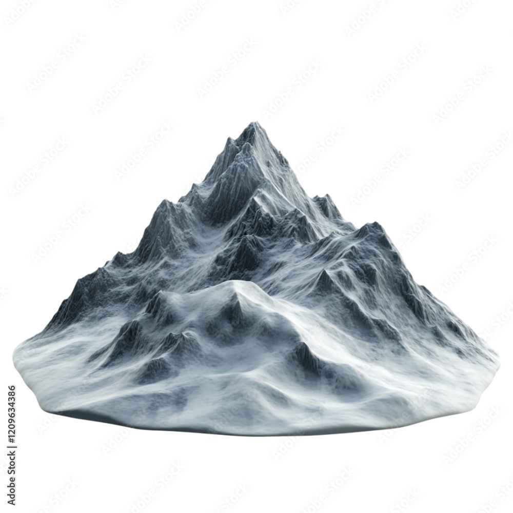 Obraz premium Snowy Mountain Peak 3D Render Isolated White Background