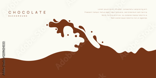 Chocolate background of Modern poster, dynamic splashes and drops. Vector illustration in a flat style of minimalism	