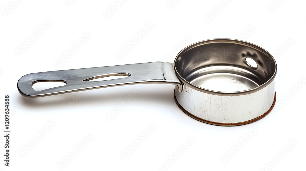 Metal measuring cup with a handle isolated on a white background. Metal measuring cup with a handle isolated on a white background.